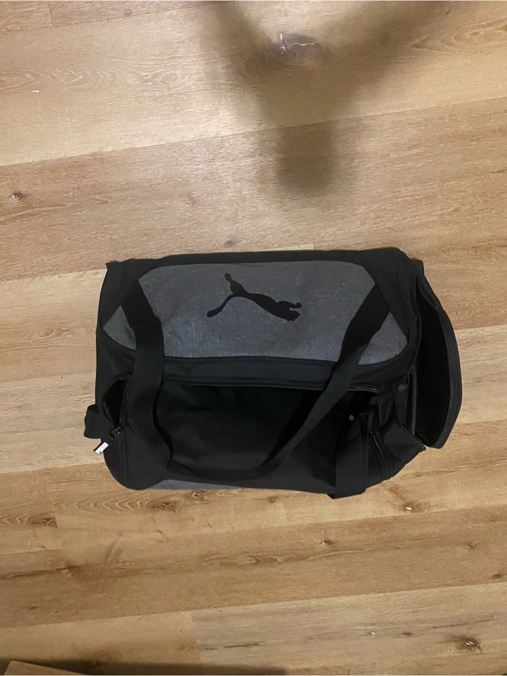 Puma Black and Gray Sports Duffel Bag